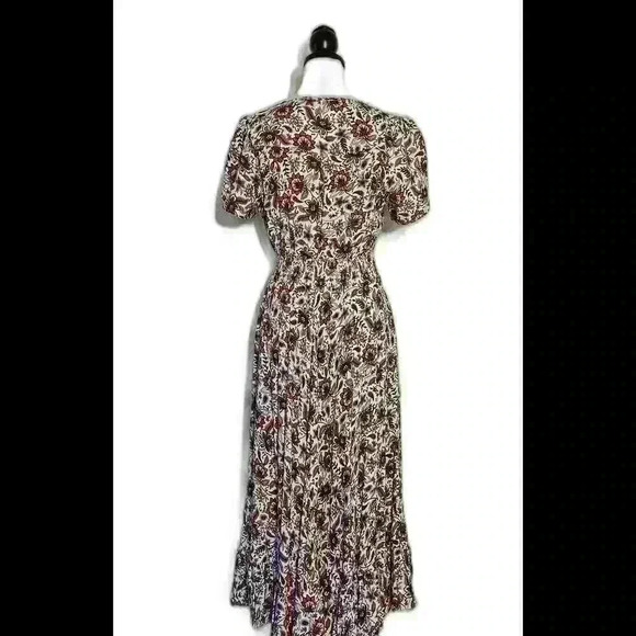 Bohemian Floral Maxi Dress with Drawstring Waist - Picture 3 of 4